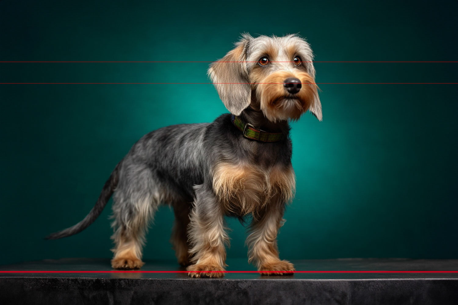 Wire-Haired Dachshund On Teal